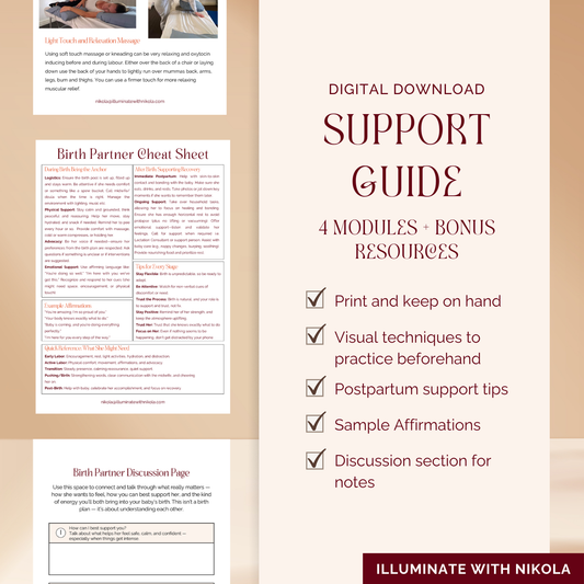 Birth Partner Support Guide + Cheat Sheet